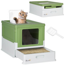 Gesloten kattenbak met schepje, uitneembare lade en 2 deuren, 47,5 x 35,5 x 36,7 cm