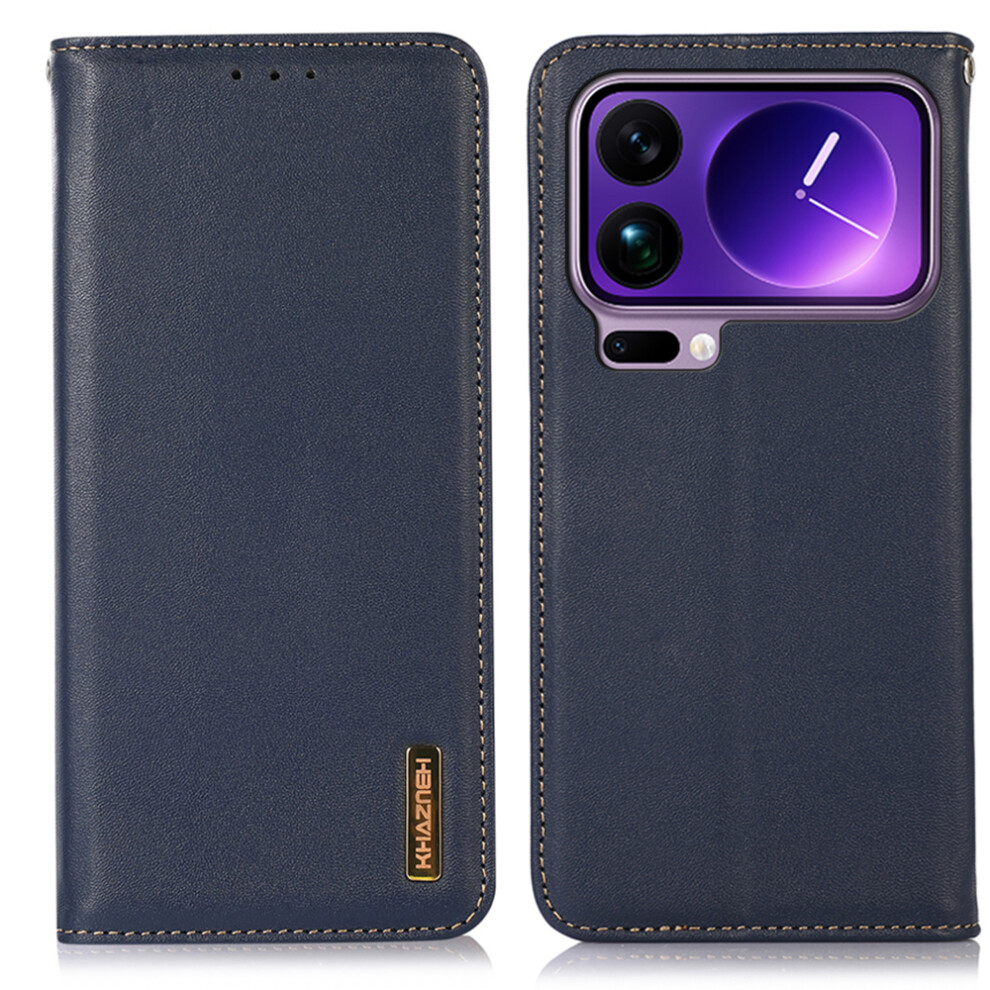 (Blue) Khazneh For Xiaomi 17 Pro Case Wallet Genuine Cow Leather Phone Cover Nappa Texture Blue 6914299309031