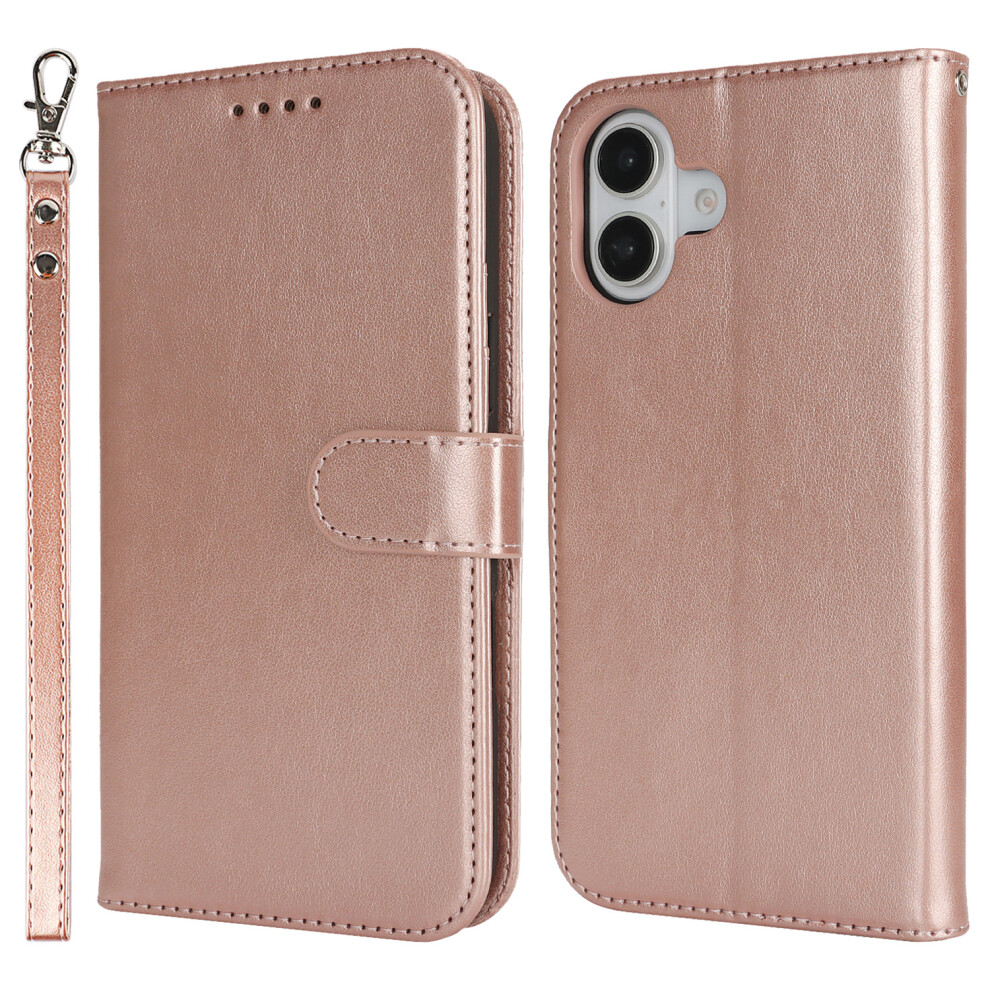 (Rose ) For Iphone 17 Case R61 Texture Wallet Leather Flip Phone Cover With Wrist Strap Gold 6914297425108