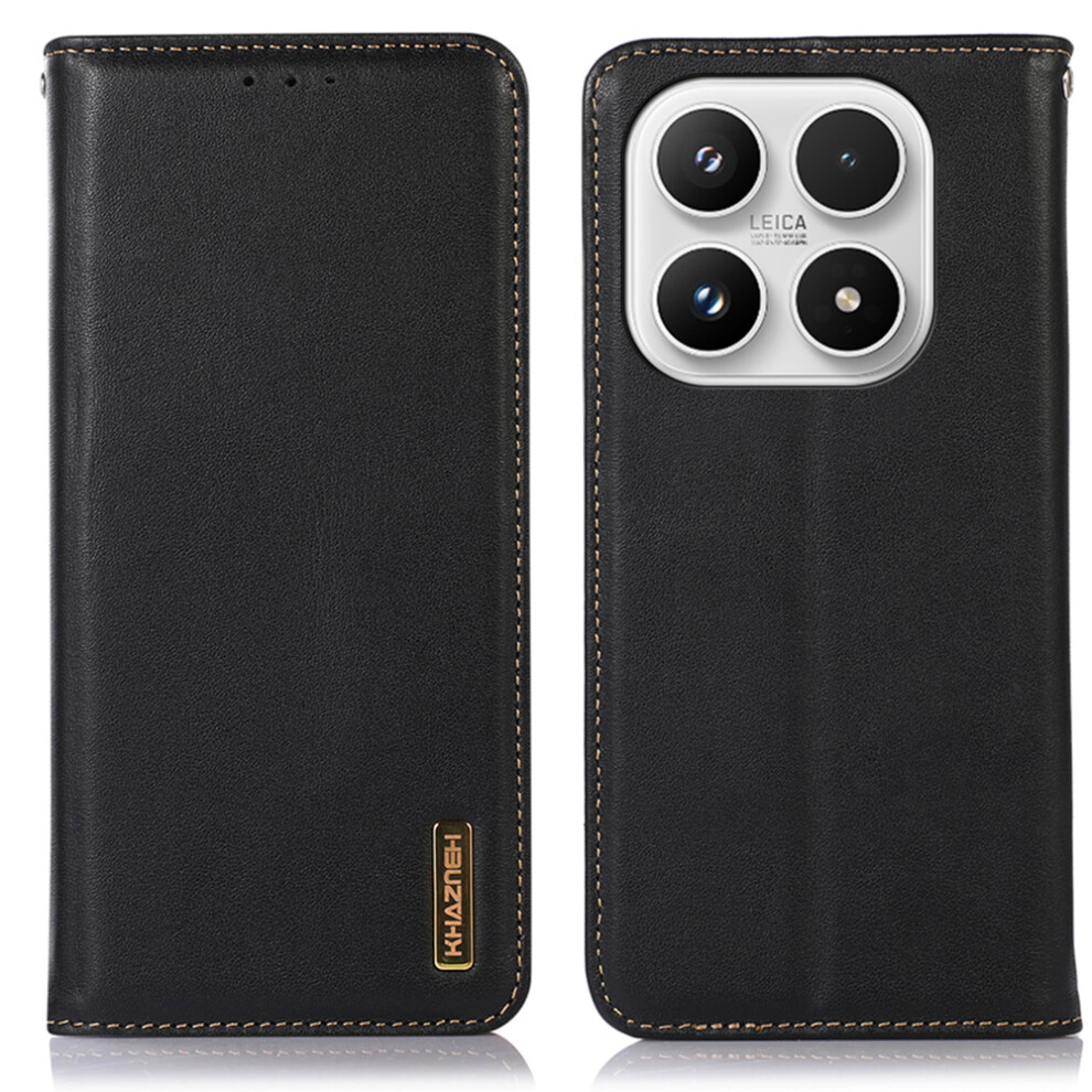 (Black) Khazneh For Xiaomi 17 Case Wallet Genuine Cow Leather Phone Cover Nappa Texture Black 6914292001567