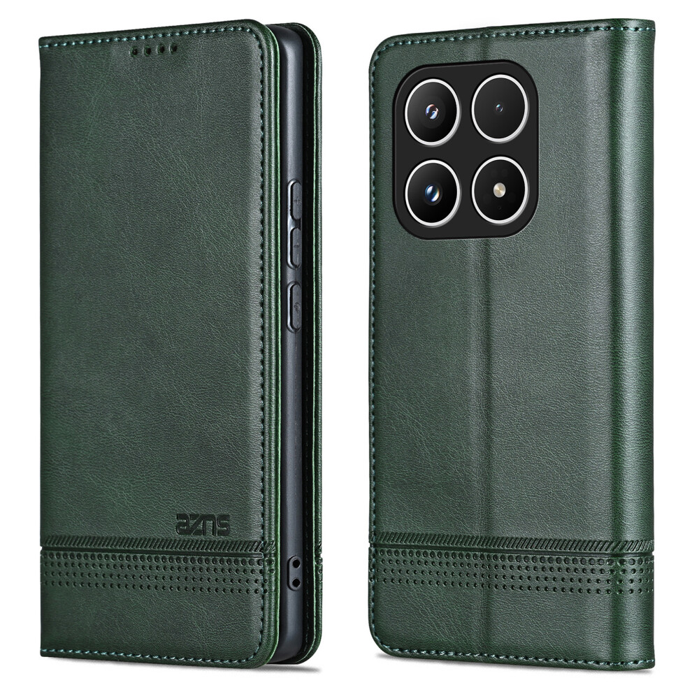 (Green) Azns For Xiaomi 15T Case Cowhide Texture Pu Leather Wallet Phone Cover Green 6914294672307