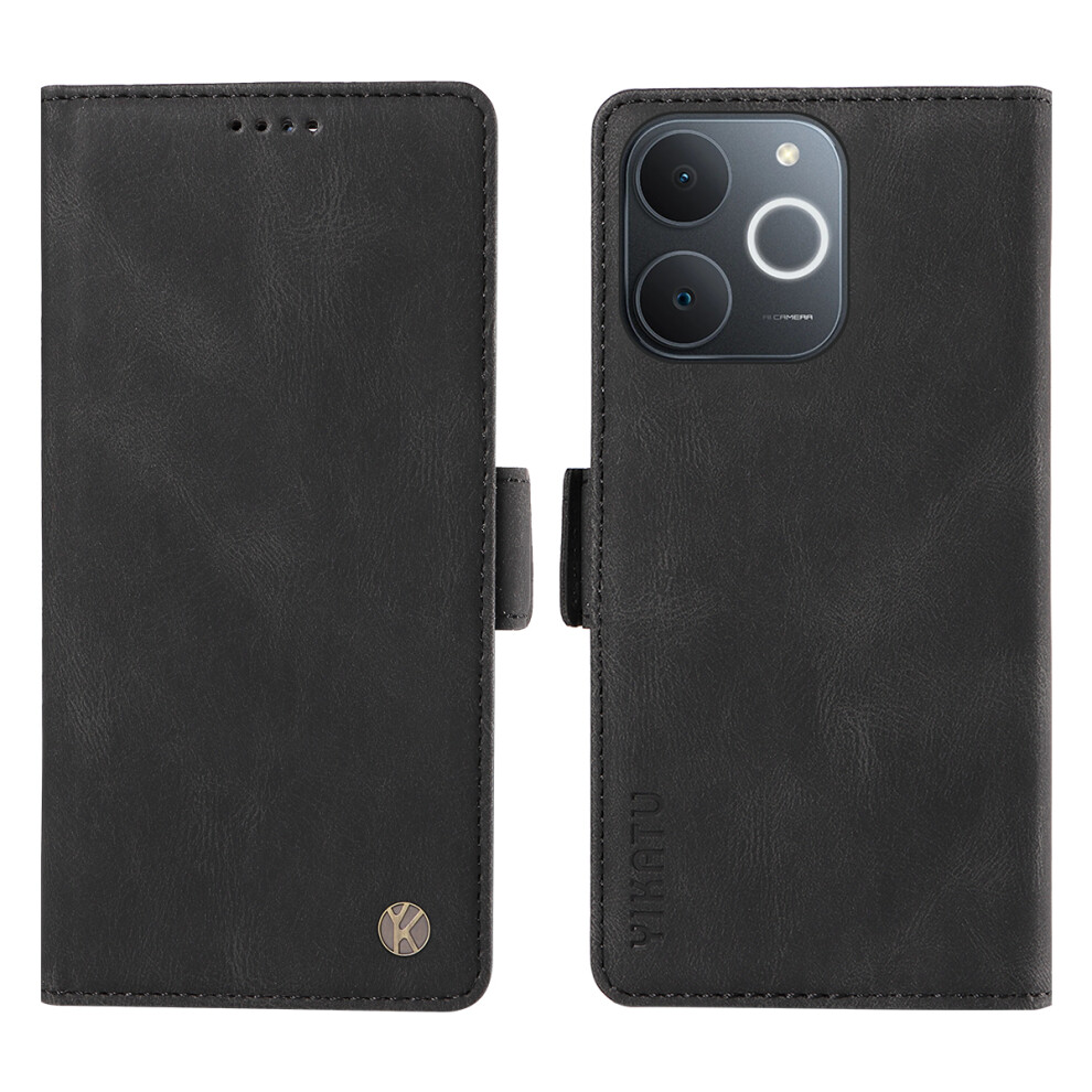 (Black) Yikatu For Realme Narzo 80 Lite 4G / Realme Note 70 4G / Realme Note 70T 4G / Realme C71 4G (India) Leather Case Yk-005 Black 6914298513408