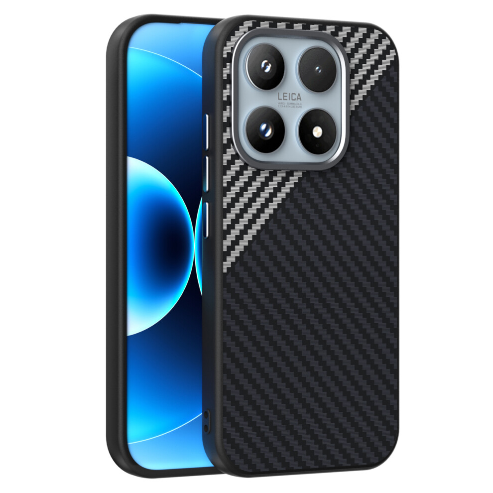 (Black / Silver) Abeel For Xiaomi 17 Magnetic Case Carbon Fiber Texture Back Cover Black,Silver 6914290425297