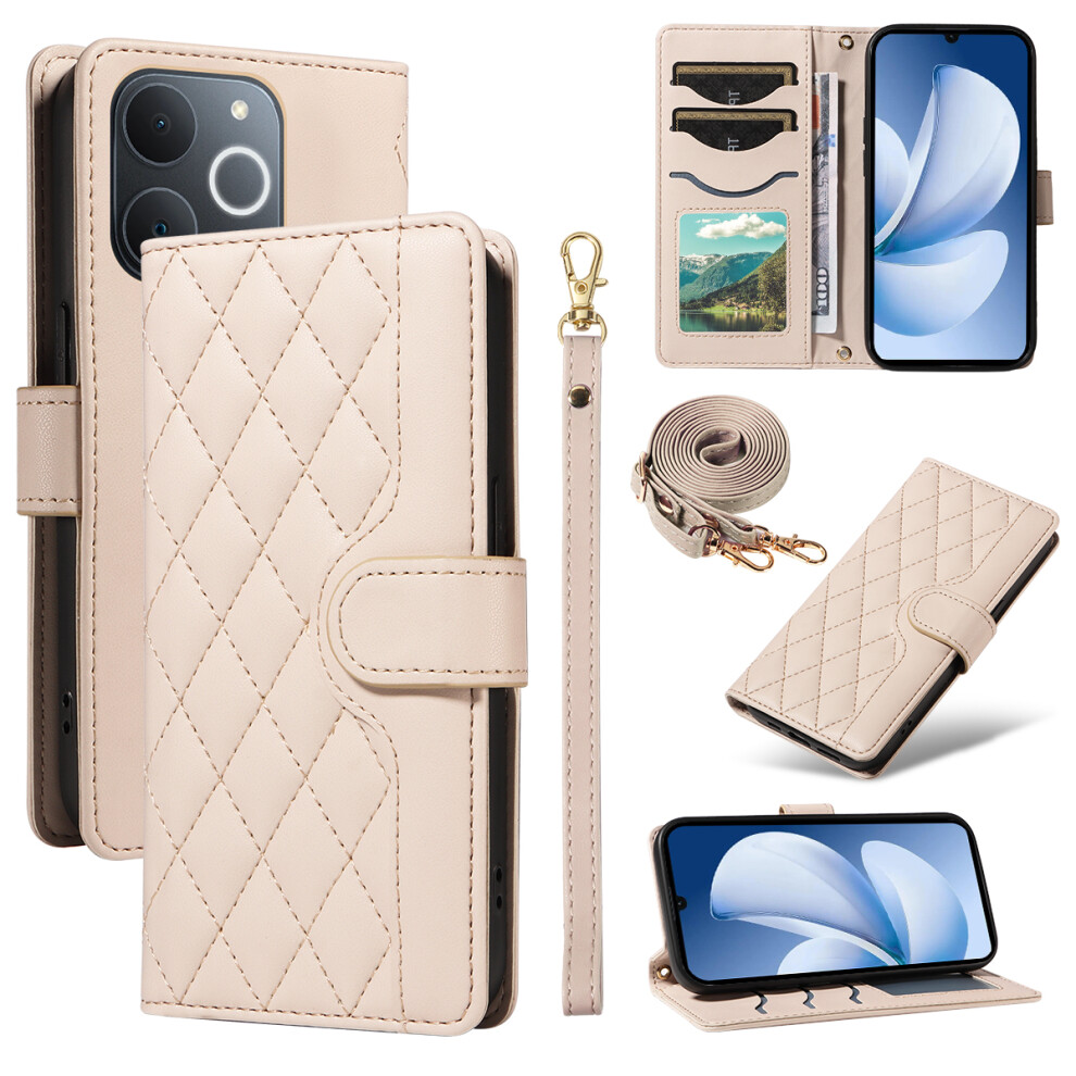 (Apricot) For Realme Narzo 80 Lite 4G / Realme Note 70T 4G / Realme Note 70 4G / Realme C71 4G (India) Wallet Case Rhombus Leather 6914291622374