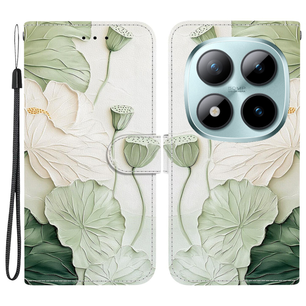 (Lotus) For Xiaomi Poco M8 Pro 5G / Redmi Note 15 Pro+ 5G (Global) Wallet Case Pattern Printing Leather Stand Phone Cover With S 6914291171520