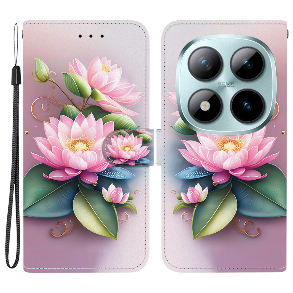 (Lotus) For Xiaomi Poco M8 Pro 5G / Redmi Note 15 Pro+ 5G (Global) Case Pattern Printing Leather Flip Wallet Phone Cover With La 6914291042219