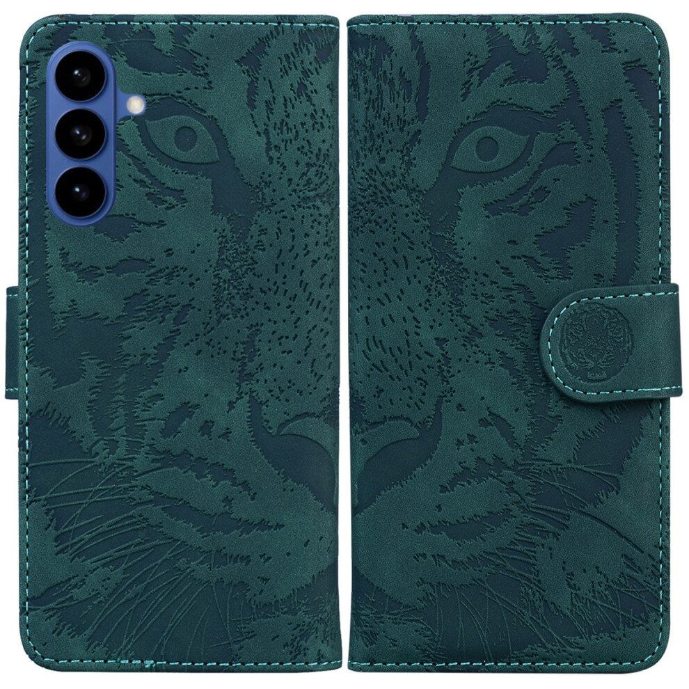 (Green) For Samsung Galaxy S26 Case Tiger Imprint Leather Wallet Phone Cover Green 6914293722782