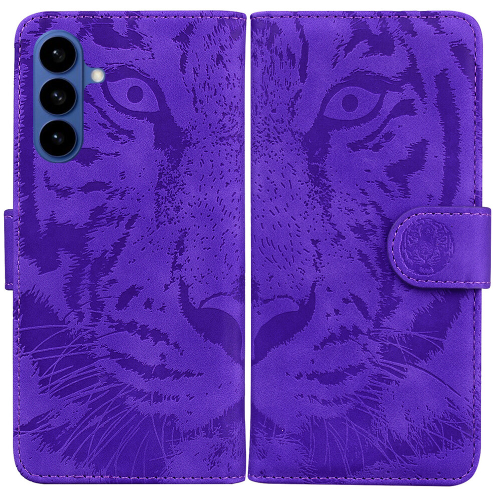 (Purple) For Samsung Galaxy S26 Case Tiger Imprint Leather Wallet Phone Cover Purple 6914298867198