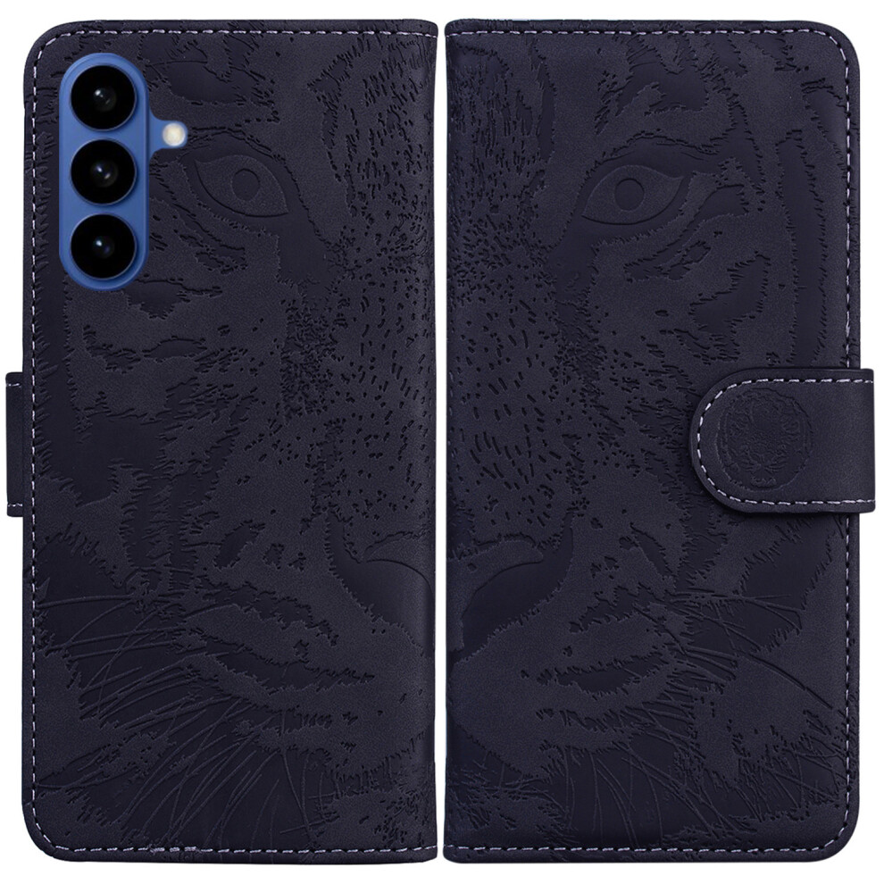 (Black) For Samsung Galaxy S26 Case Tiger Imprint Leather Wallet Phone Cover Black 6914296528404