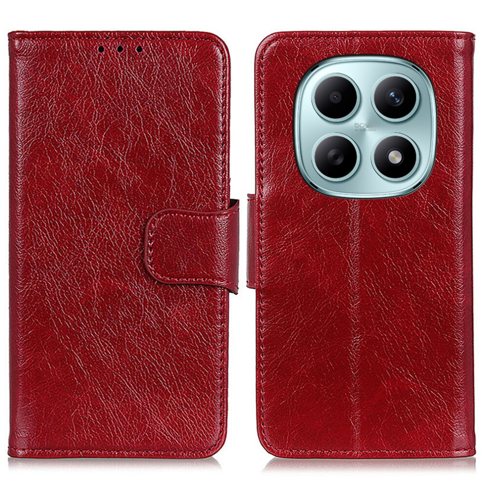 (Red) For Xiaomi Poco M8 5G / Mi Note 15 5G (Global) Case Nappa Texture Split Leather Wallet Phone Cover Red 6914298061954