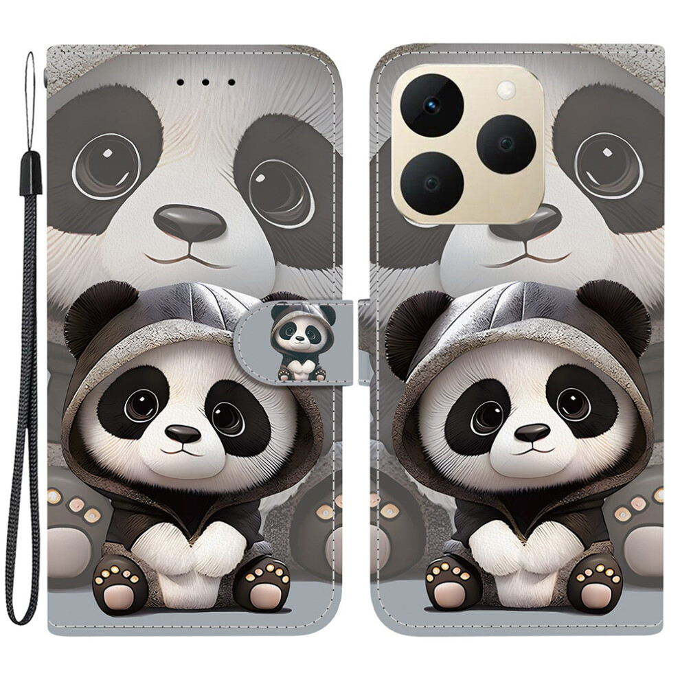 (Panda) For Realme 15T 5G Wallet Case Pattern Printing Leather Stand Phone Cover With Strap 6914299514633