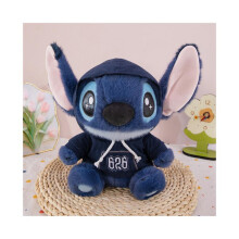 (blue, 35cm) Cute Stitch Overalls And Hoodie Dress Up Cartoon Plush Doll Pillow For Kids Play 35cm
