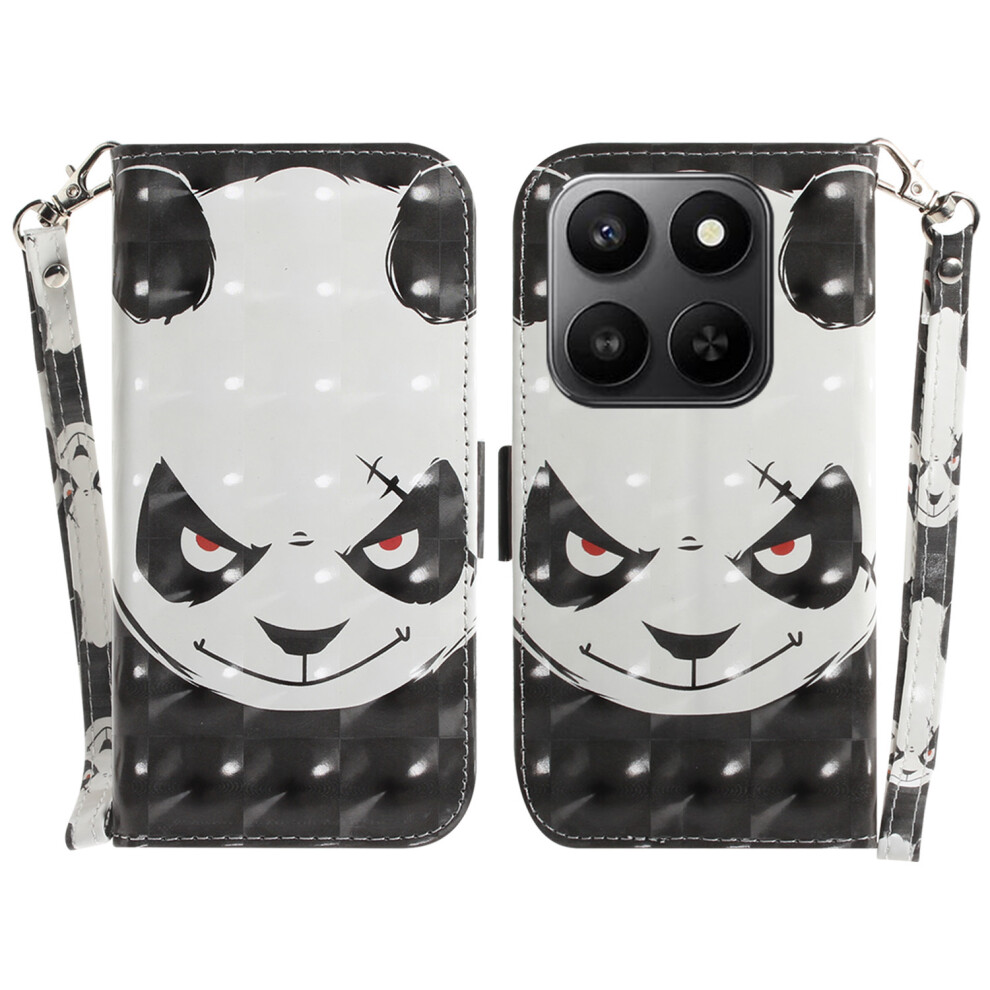 (Angry Panda) For Honor 400 Smart 5G / 4G / X7d 4G Case Pattern Printing Leather Wallet Phone Cover With Wrist Strap 6914295880602