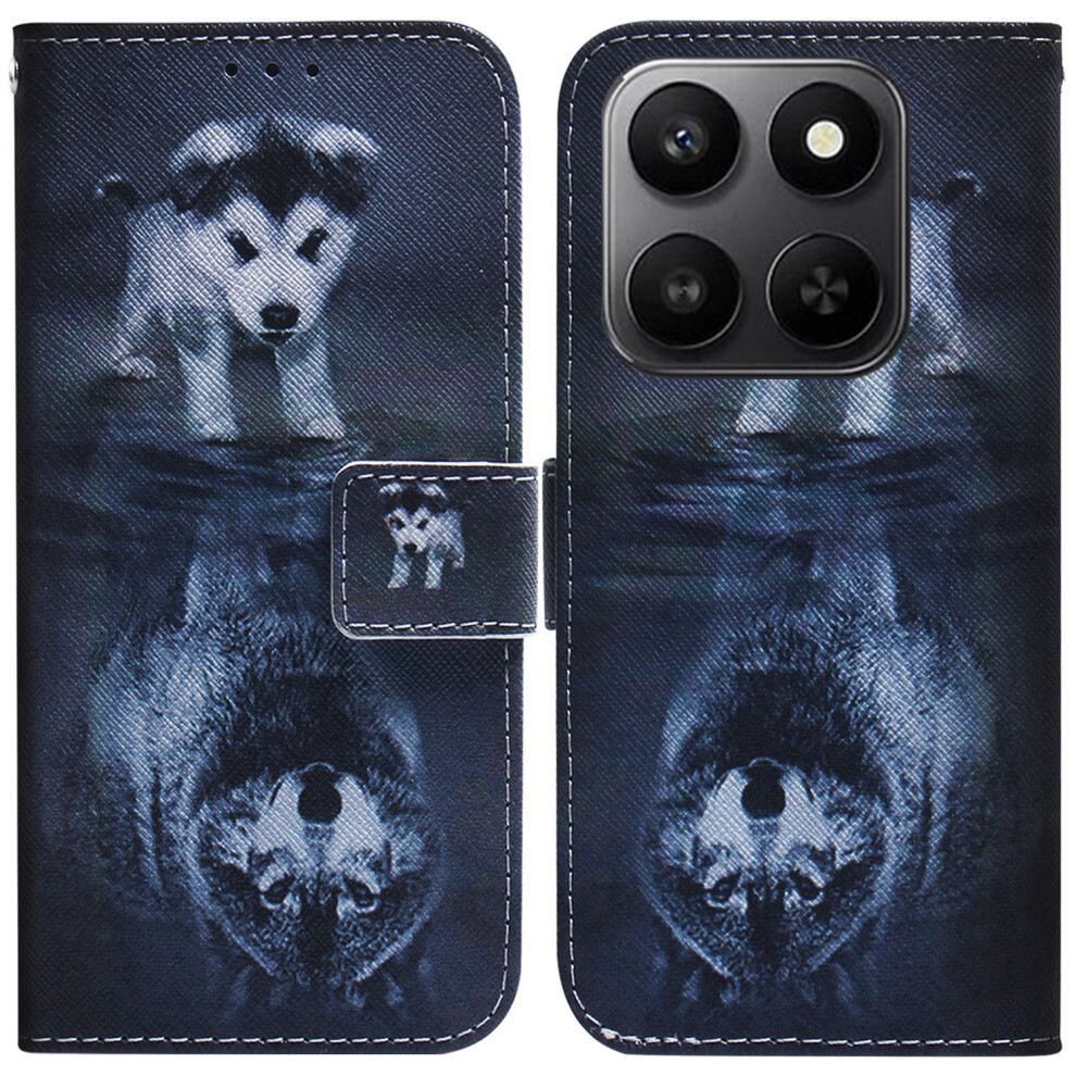 (Dog And Wolf) For Honor 400 Smart 5G / 4G / X7d 4G Wallet Case Pattern Print Leather Phone Cover 6914299087007