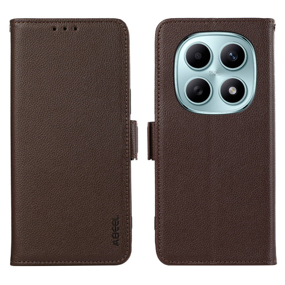(Brown) Abeel For Xiaomi Poco M8 5G / Redmi Note 15 5G (Global) Case Litchi Texture Leather Rfid Blocking Phone Cover Brown 6914292084959
