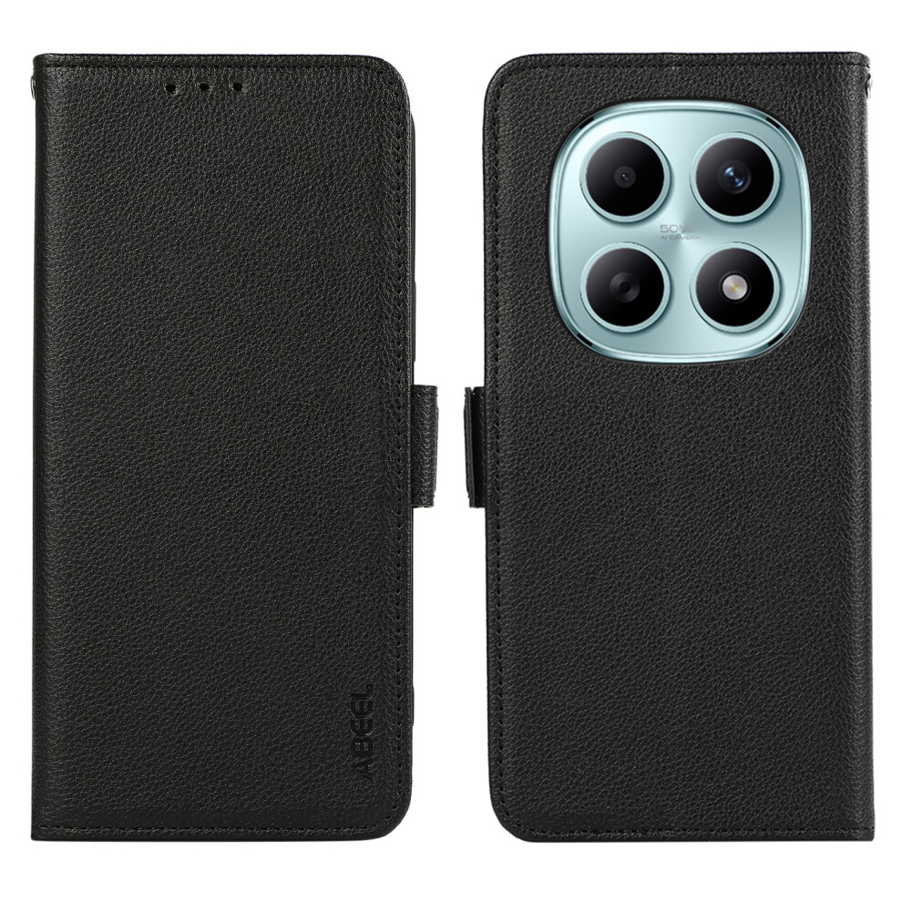 (Black) Abeel For Xiaomi Poco M8 5G / Redmi Note 15 5G (Global) Case Litchi Texture Leather Rfid Blocking Phone Cover Black 6914297604381