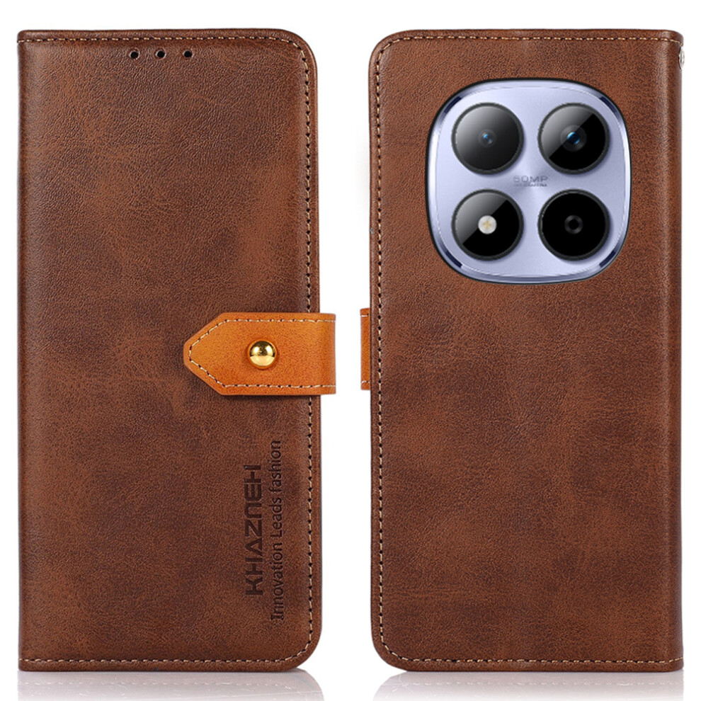 (Brown) Khazneh For Xiaomi Redmi Note 15 Pro 5G (Global) Wallet Phone Case Stand Leather Flip Cover Brown 6914299178545