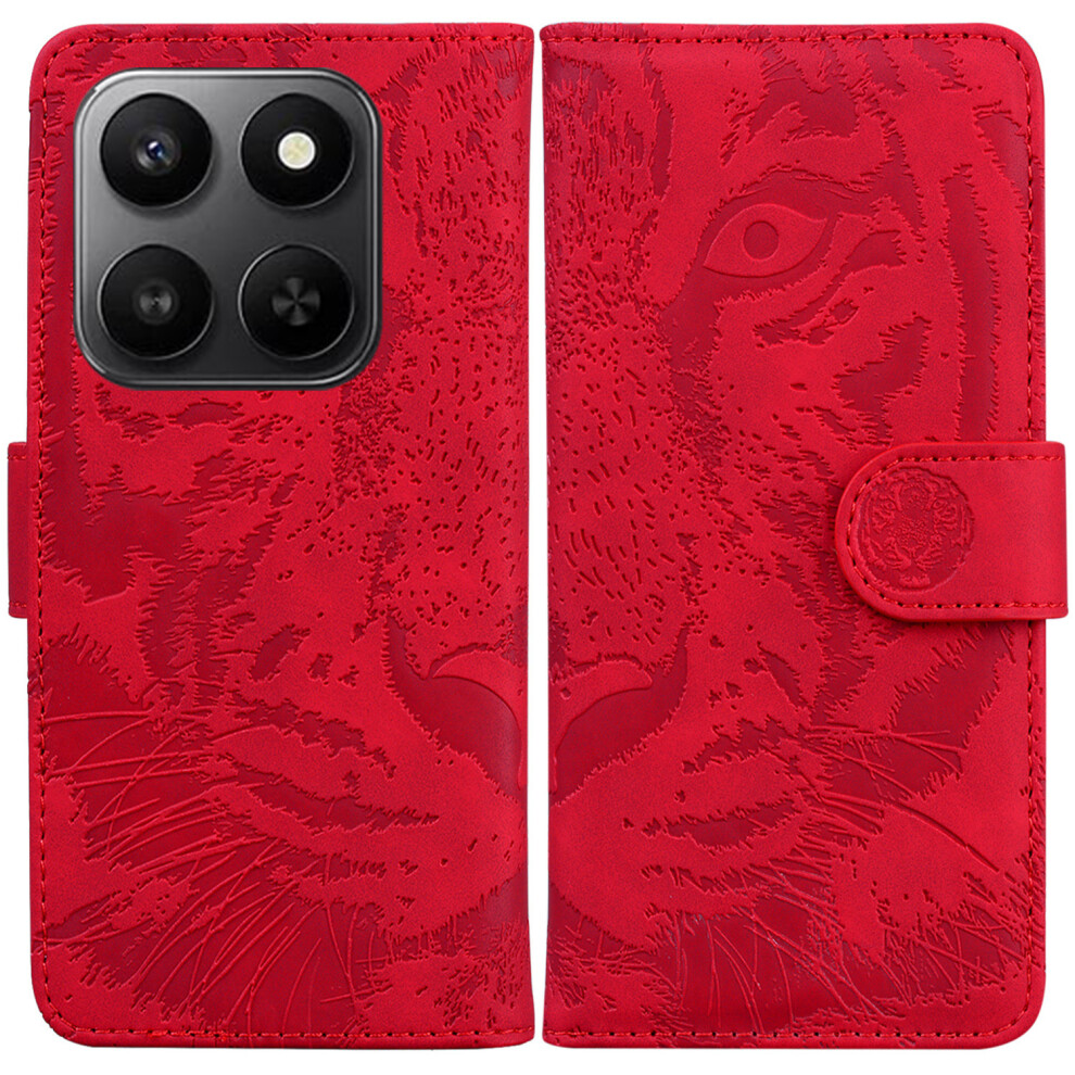 (Red) For Honor 400 Smart 5G / 4G / X7d 4G Case Tiger Imprint Leather Wallet Phone Cover Red 6914299471080