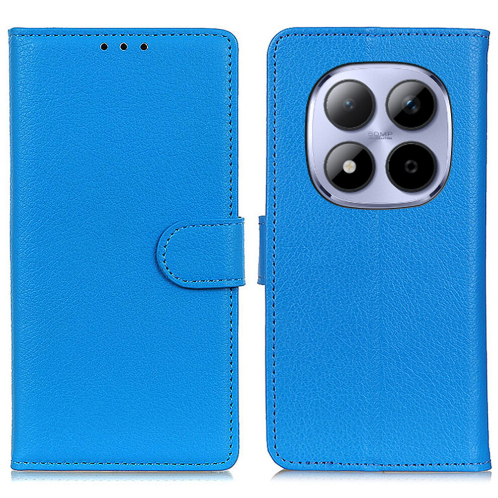 (Blue) For Xiaomi Poco M8 Pro 5G / Redmi Note 15 Pro+ 5G (Global) Wallet Case Pu Leather Phone Cover Litchi Texture Blue 6914297748061