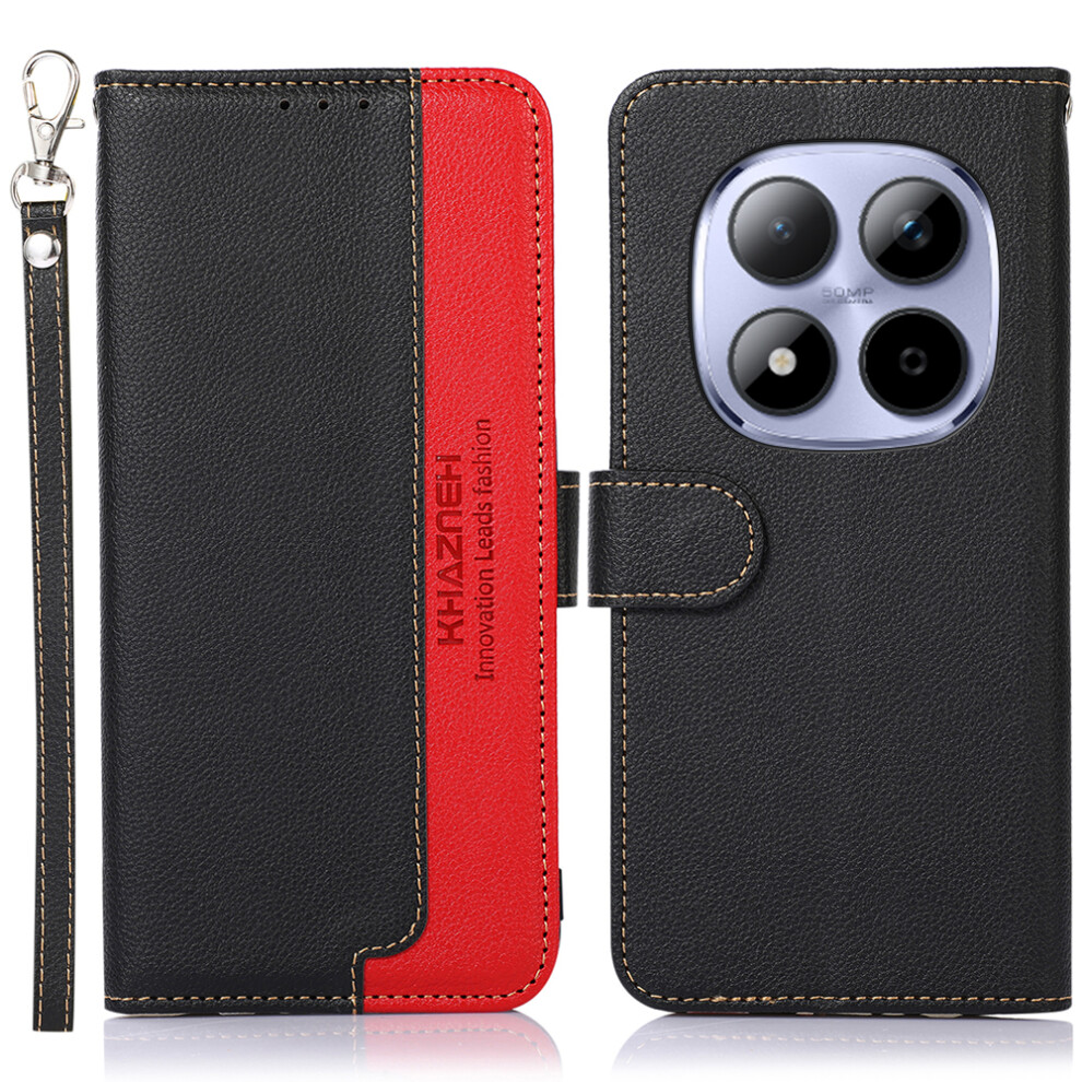 (Black) Khazneh For Xiaomi Poco M8 Pro 5G / Redmi Note 15 Pro+ 5G (Global) Case Rfid Blocking Wallet Litchi Texture Pu Leather P Black 6914290134403