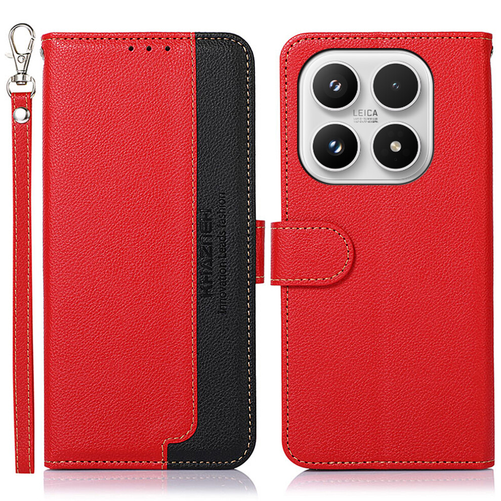 (Red) Khazneh For Xiaomi 17 Case Rfid Blocking Wallet Litchi Texture Pu Leather Phone Cover With Strap Red 6914294870307