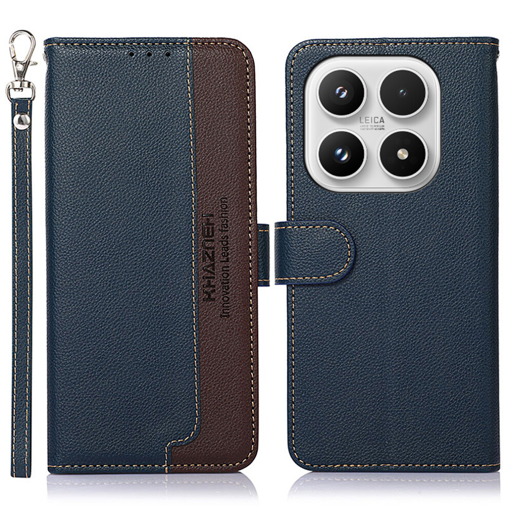 (Blue) Khazneh For Xiaomi 17 Case Rfid Blocking Wallet Litchi Texture Pu Leather Phone Cover With Strap Blue 6914295978156