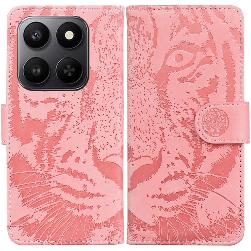 (Pink) For Honor 400 Smart 5G / 4G / X7d 4G Case Tiger Imprint Leather Wallet Phone Cover Pink 6914290191697