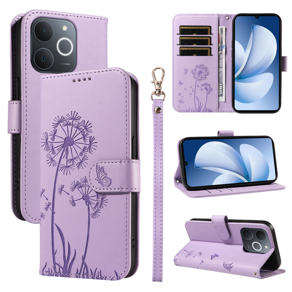(Purple) For Realme Narzo 80 Lite 4G / Realme Note 70 4G / Realme Note 70T 4G / Realme C71 4G (India) Leather Wallet Case With St Purple 6914297061719