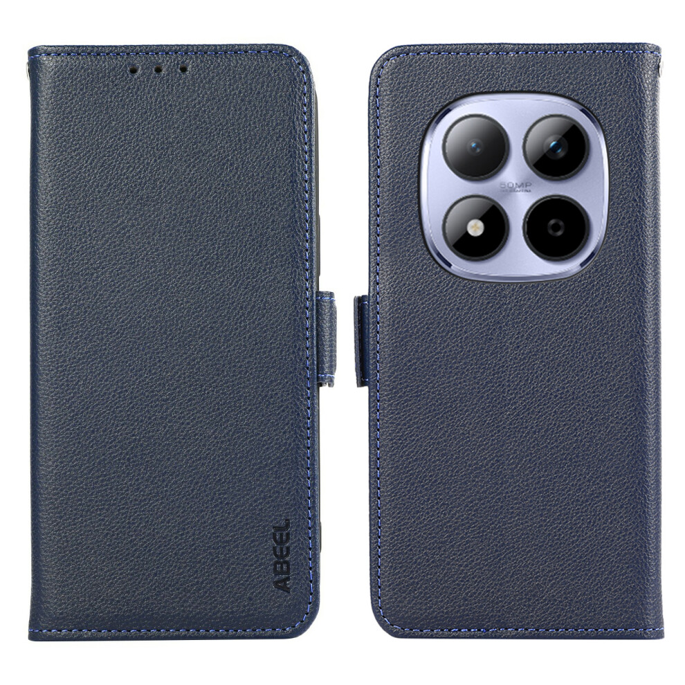 (Blue) Abeel For Xiaomi Poco M8 Pro 5G / Redmi Note 15 Pro+ 5G (Global) Case Litchi Texture Leather Rfid Blocking Phone Cover Blue 6914293938435