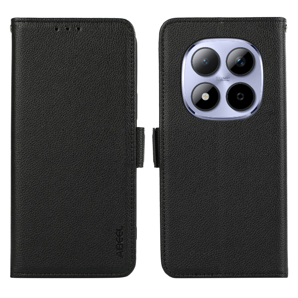 (Black) Abeel For Xiaomi Poco M8 Pro 5G / Redmi Note 15 Pro+ 5G (Global) Case Litchi Texture Leather Rfid Blocking Phone Cover Black 6914293351463