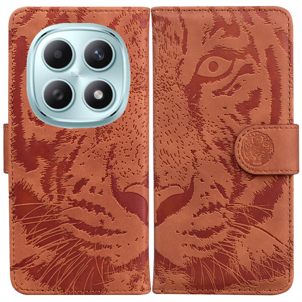 (Brown) For Xiaomi Poco M8 5G / Redmi Note 15 5G (Global) Case Tiger Imprint Leather Wallet Phone Cover Brown 6914299721598