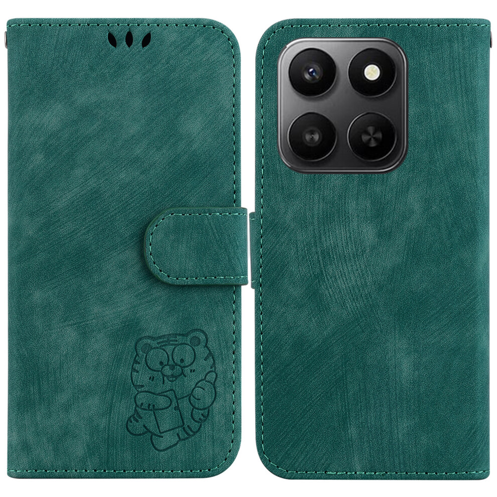 (Green) For Honor 400 Smart 5G / 4G / X7d 4G Wallet Case Tiger Imprint Leather Shockproof Phone Cover With Wrist Strap Green 6914296183764