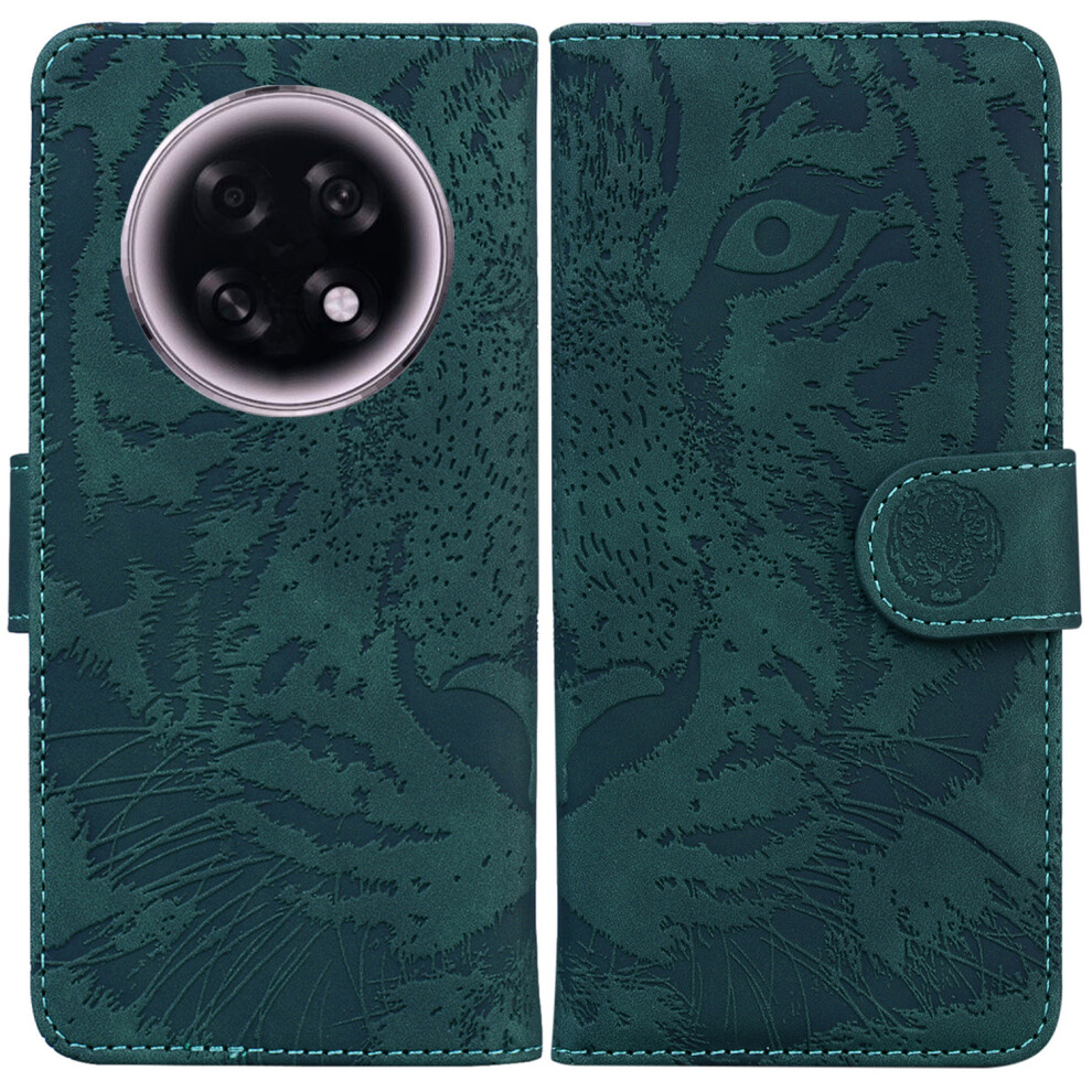 (Green) For Oppo F31 Pro+ 5G / A6 Gt 5G Case Tiger Imprint Leather Wallet Phone Cover Green 6914291316303