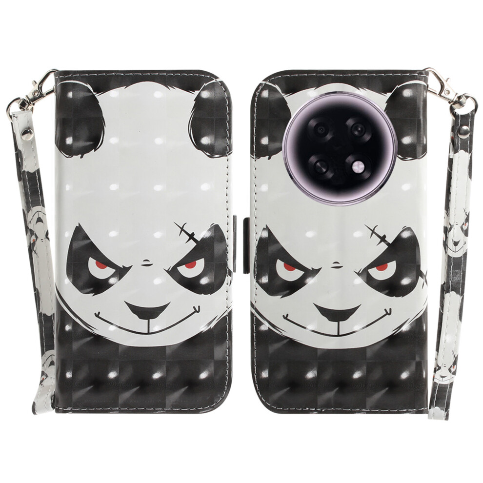 (Angry Panda) For Oppo F31 Pro+ 5G / A6 Gt 5G Case Pattern Printing Leather Wallet Phone Cover With Wrist Strap 6914297145495