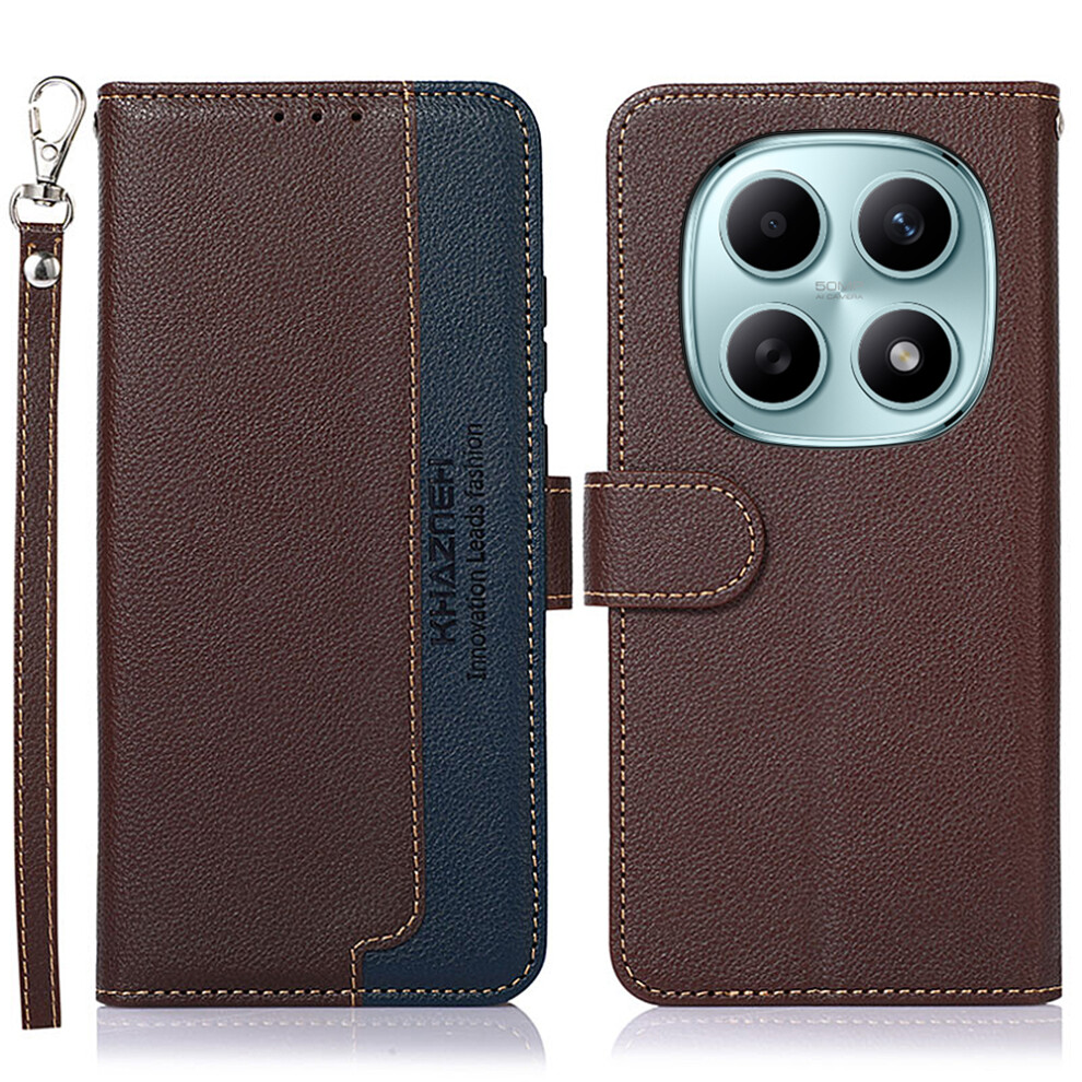 (Brown) Khazneh For Xiaomi Poco M8 5G / Redmi Note 15 5G (Global) Case Rfid Blocking Wallet Litchi Texture Pu Leather Phone Cove Brown 6914292380624