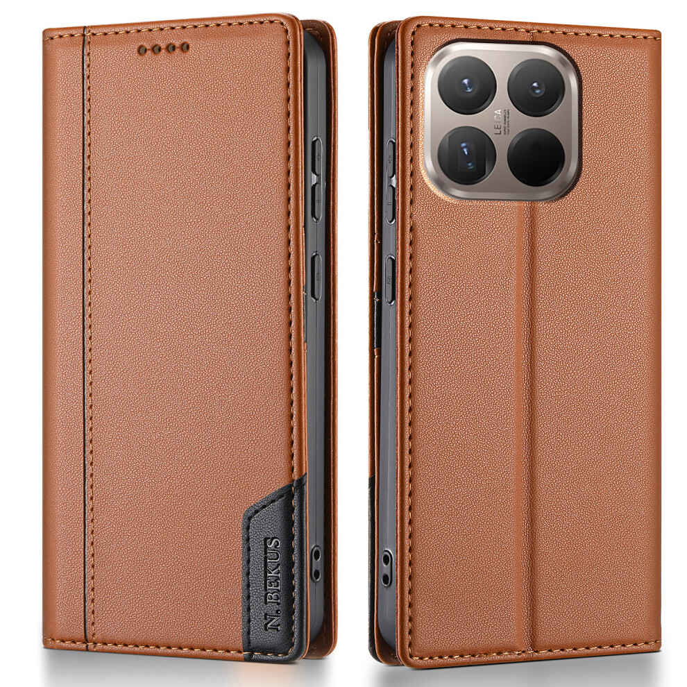 (Brown) N.bekus P3 For Xiaomi 15T Case Rfid Blocking Wallet Stand Pu Leather Flip Phone Cover Brown 6914296973419