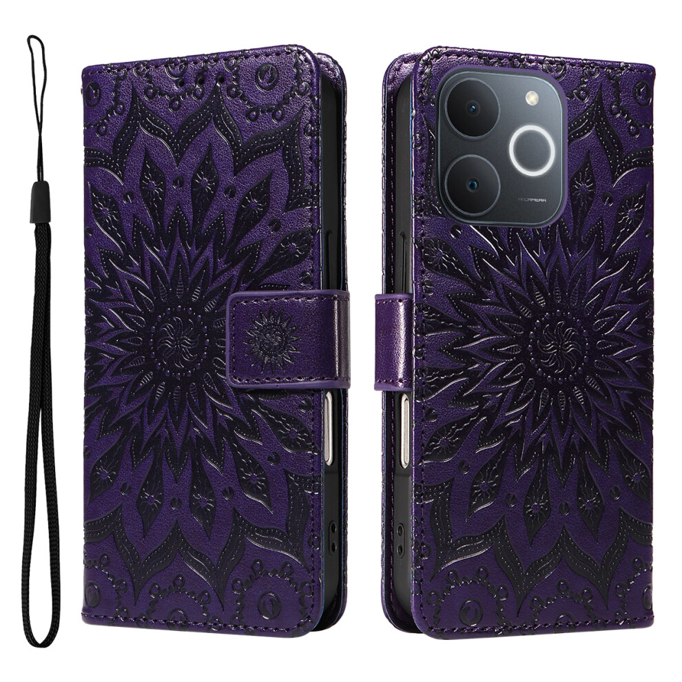 (Purple) For Realme Narzo 80 Lite 4G / Realme Note 70 4G / Realme Note 70T 4G / Realme C71 4G (India) Leather Wallet Case Sunflow Purple 6914296977424