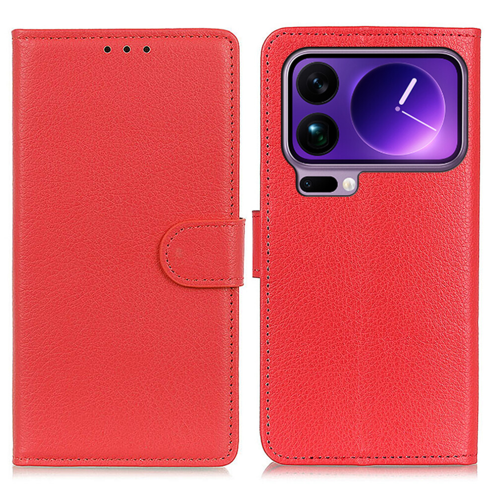(Red) For Xiaomi 17 Pro Wallet Case Pu Leather Phone Cover Litchi Texture Red 6914290626625