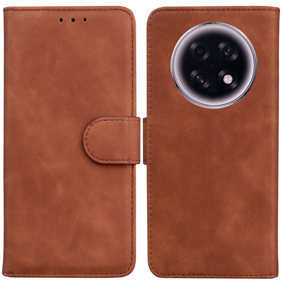 (Brown) For Oppo F31 Pro+ 5G / A6 Gt 5G Case Solid Color Leather Wallet Phone Cover Brown 6914298744314
