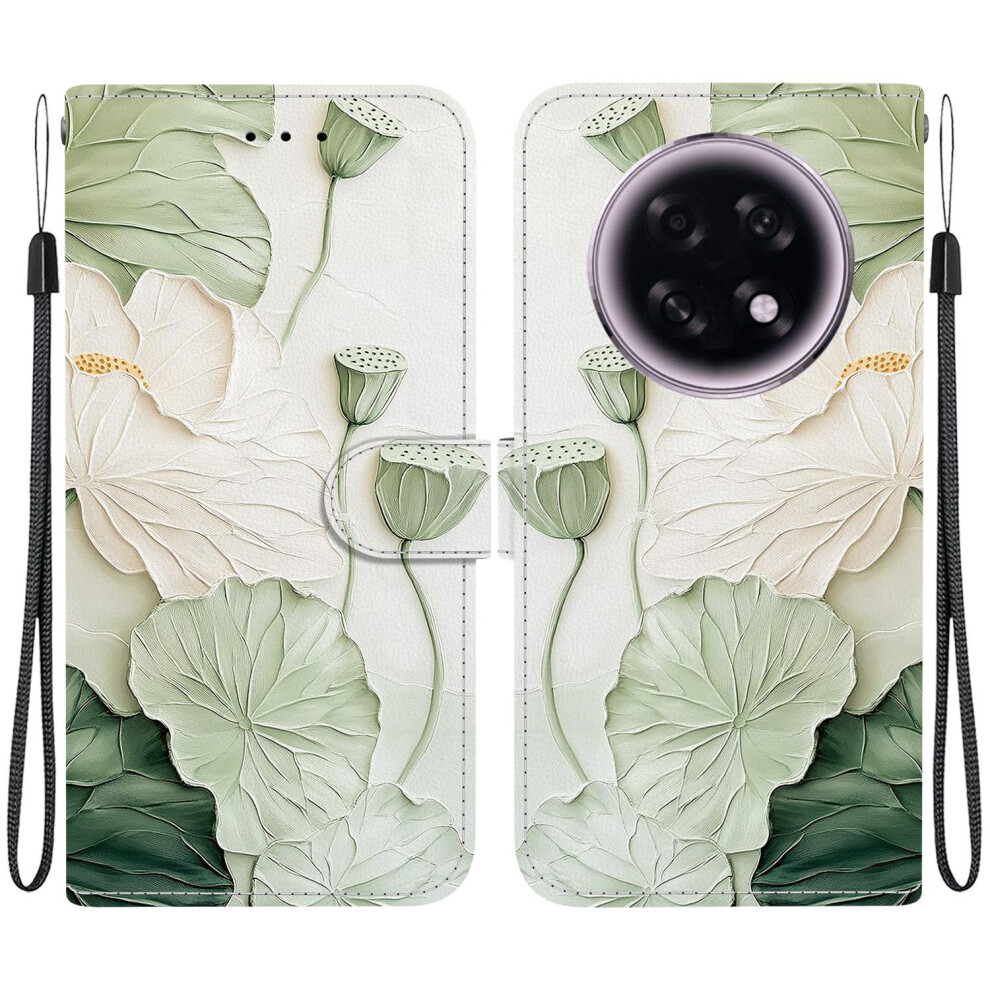 (Lotus) For Oppo F31 Pro+ 5G / A6 Gt 5G Wallet Case Pattern Printing Leather Stand Phone Cover With Strap 6914293183606