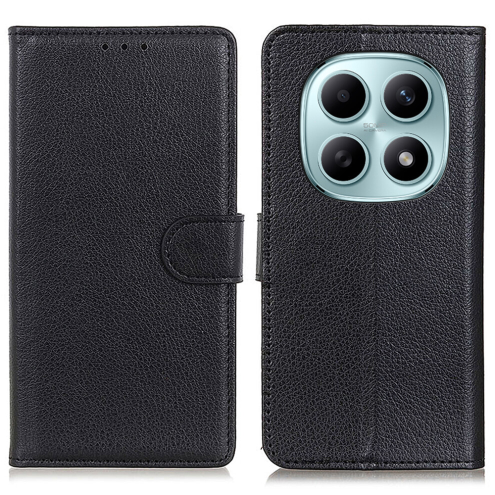 (Black) For Xiaomi Poco M8 5G / Redmi Note 15 5G (Global) Wallet Case Pu Leather Phone Cover Litchi Texture Black 6914299804895