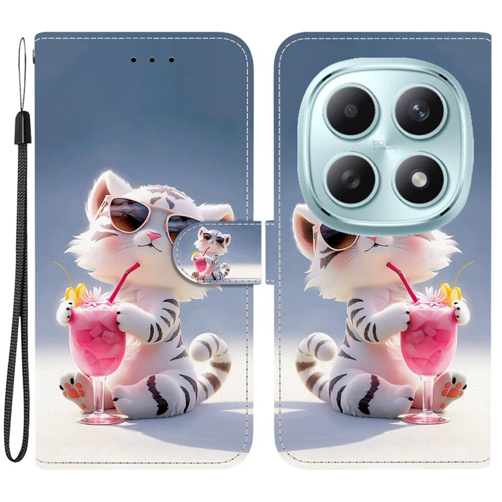 (Cartoon Tiger) For Xiaomi Poco M8 5G / Redmi Note 15 5G (Global) Case Pattern Printing Leather Flip Wallet Phone Cover With Lanyard 6914293753311