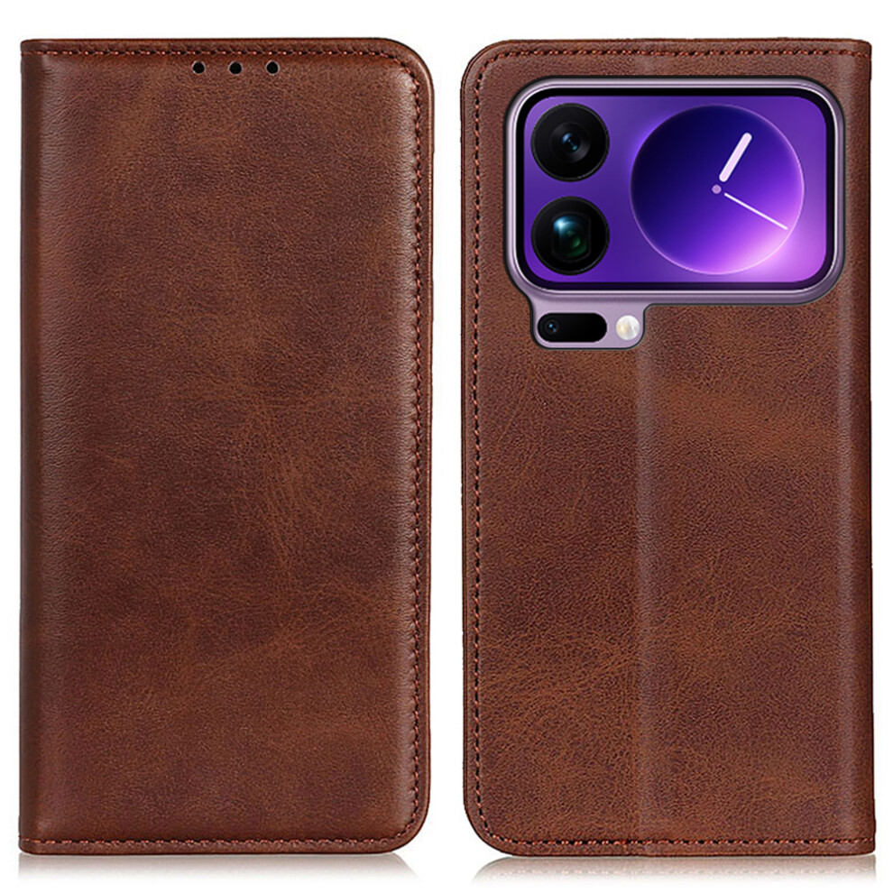 (Coffee) For Xiaomi 17 Pro Max Case Split Leather Flip Wallet Phone Cover Brown 6914297784885