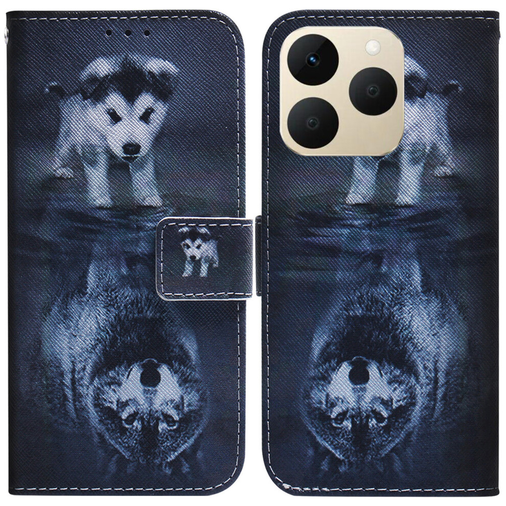 (Dog And Wolf) For Realme 15T 5G Wallet Case Pattern Print Leather Phone Cover 6914291782627