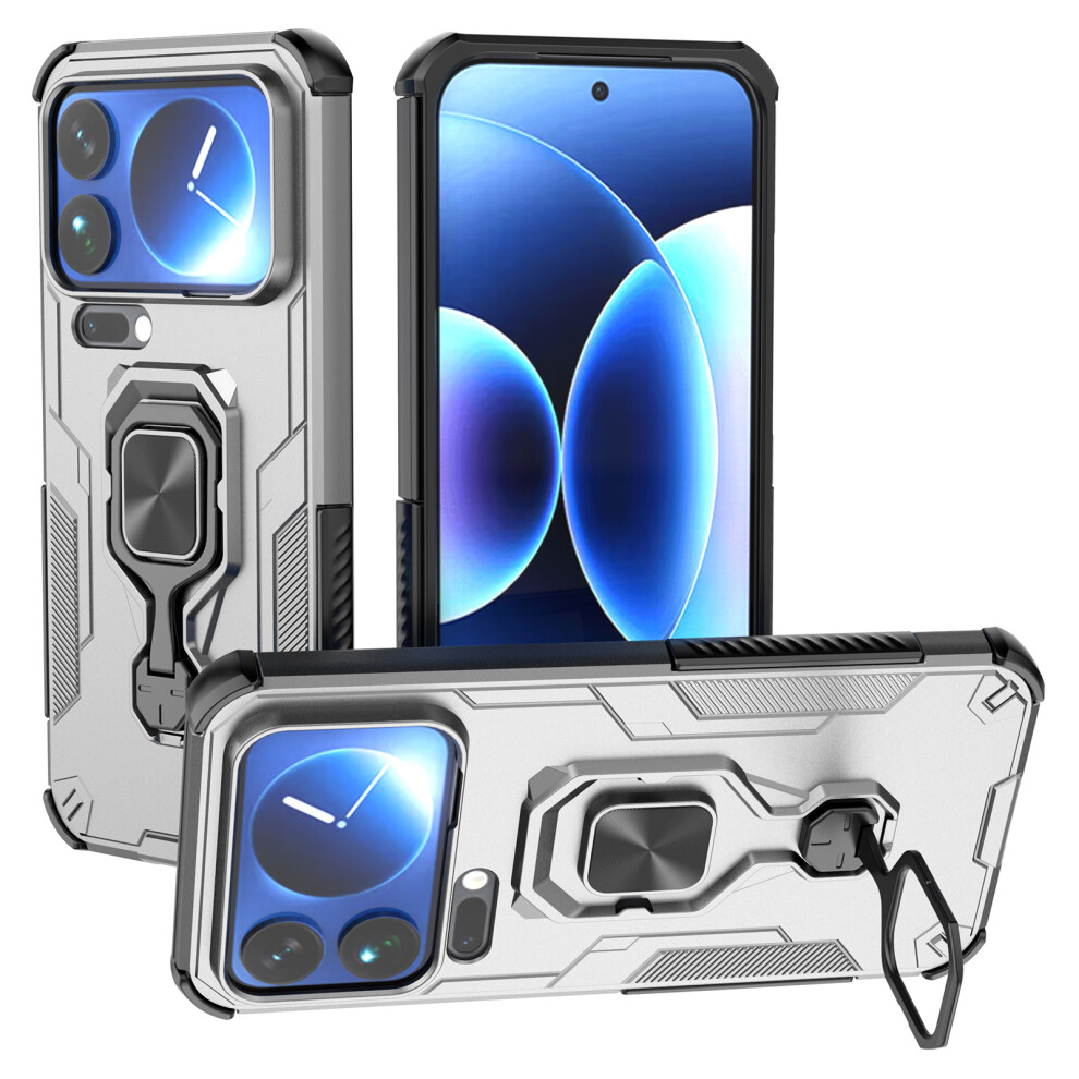(Titanium ) For Xiaomi 17 Pro Max Case Rotatable Ring Kickstand Pc + Tpu Shockproof Phone Cover Grey 6914290613526
