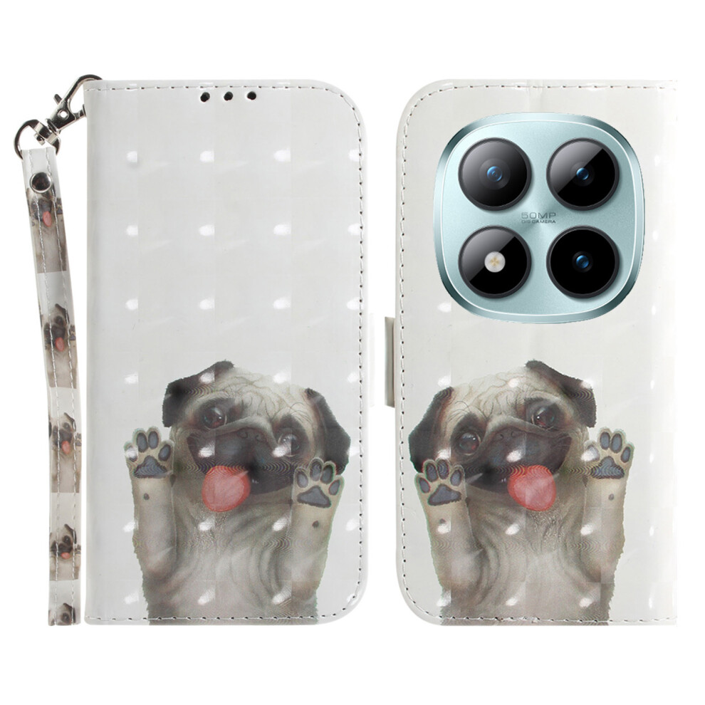 (Pug) For Xiaomi Redmi Note 15 Pro 5G (Global) Case Pattern Printing Leather Wallet Phone Cover With Wrist Strap 6914292021985