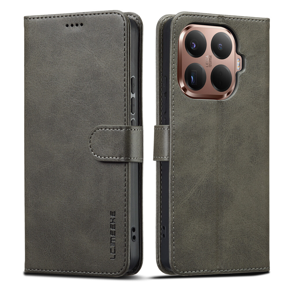 (Grey) Lc.imeeke For Xiaomi 15T Pro Case Calf Texture Pu Leather Stand Wallet Phone Cover Grey 6914292129452