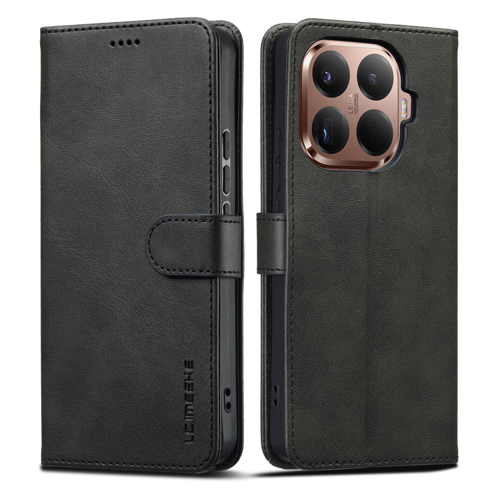 (Black) Lc.imeeke For Xiaomi 15T Pro Case Calf Texture Pu Leather Stand Wallet Phone Cover Black 6914296869699
