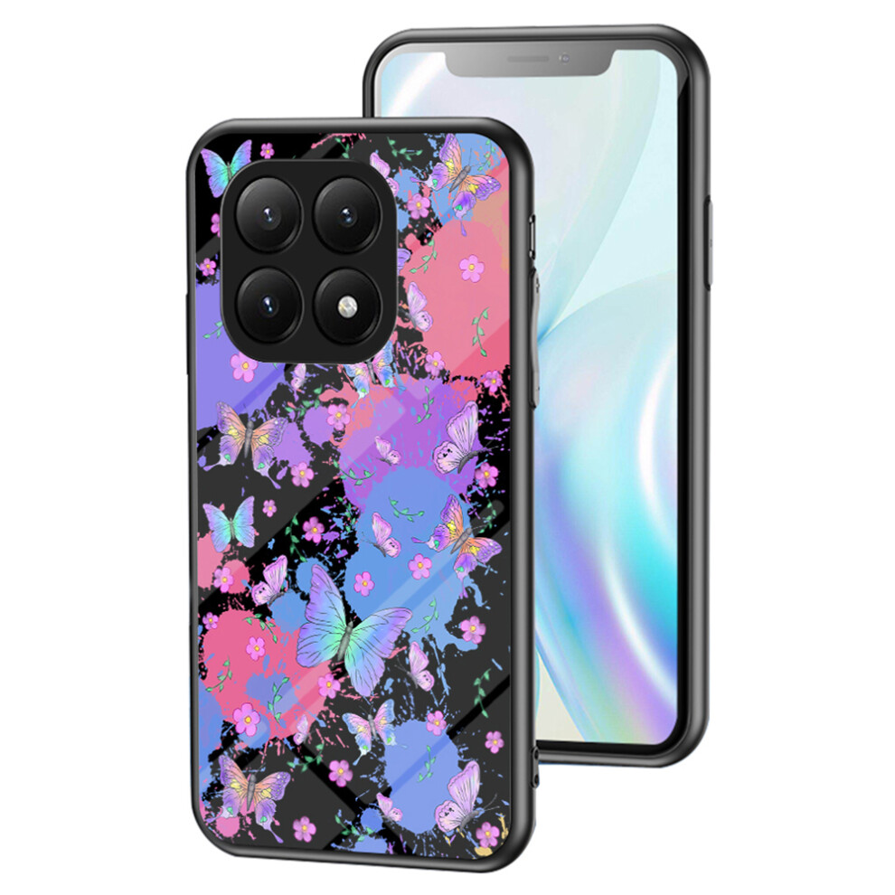 (Brilliant Butterfly) For Xiaomi 15T Case Butterfly Pattern Tpu + Tempered Glass Protective Phone Cover 6914293102287