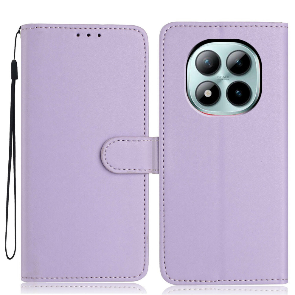 (Purple) For Xiaomi Poco M8 Pro 5G / Redmi Note 15 Pro+ 5G (Global) Wallet Case With Strap / Multiple Card Slots Solid Color Leat Purple 6914297895666